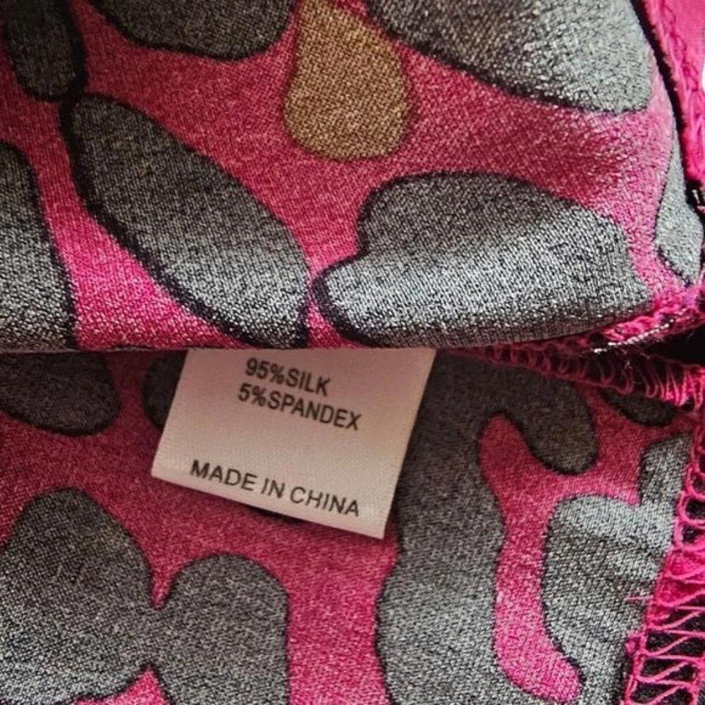 St John Raspberry Leopard Print Stretchy Silk Blo… - image 8